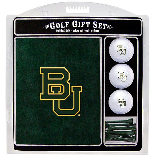 Team Golf NCAA Baylor Bears Gift Set: Embroidered Golf Towel, 3 Golf Balls, and 14 Golf Tees 2-3/4" Regulation, Tri-Fold Towel 16" x 22" & 100% Cotton