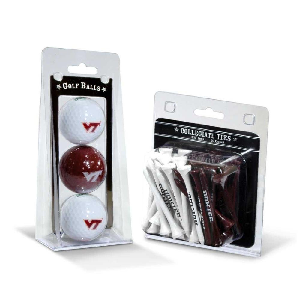 Team Golf NCAA Virginia Tech Hokies 3 Golf Balls And 50 Golf Tees Logo Imprinted Golf Balls (3 Count) & 2-3/4" Regulation Golf Tees (50 Count), Multi Colored