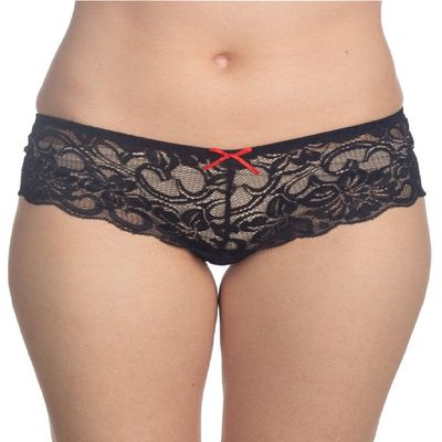 Dreamgirl Women's Cheeky Open Crotch Panty, Black, Large