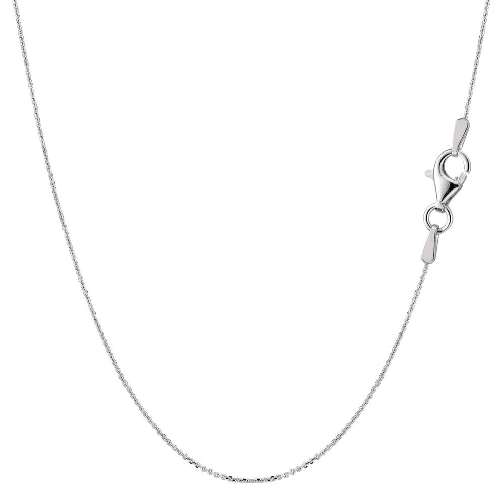 Jewelry Affairs Sterling Silver Rhodium Plated Cable Chain Necklace, 0.6mm, 18"