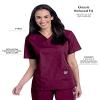Landau Scrub Zone Relaxed Fit 2-Pocket V-Neck Scrub Top for Women 70221 Wine view 2