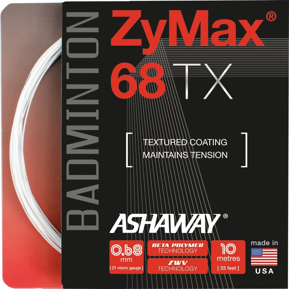 Victor ASHAWAY Zymax 68 TX Set Badminton Racket String, Unisex, 183/9/1, White, One Size