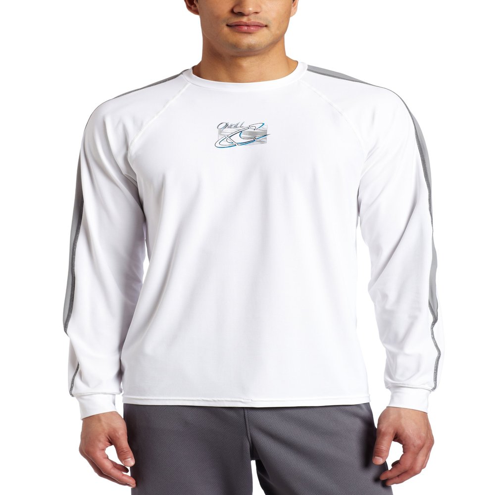 O'Neill Wetsuits Men's 24-7 Tech Long Sleeve Crew, White/Flint/Metal, Small