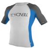 O'Neill Wetsuits Youth Skins Short Sleeve Crew, White/BaliBluee/Graphite, 4 view 1