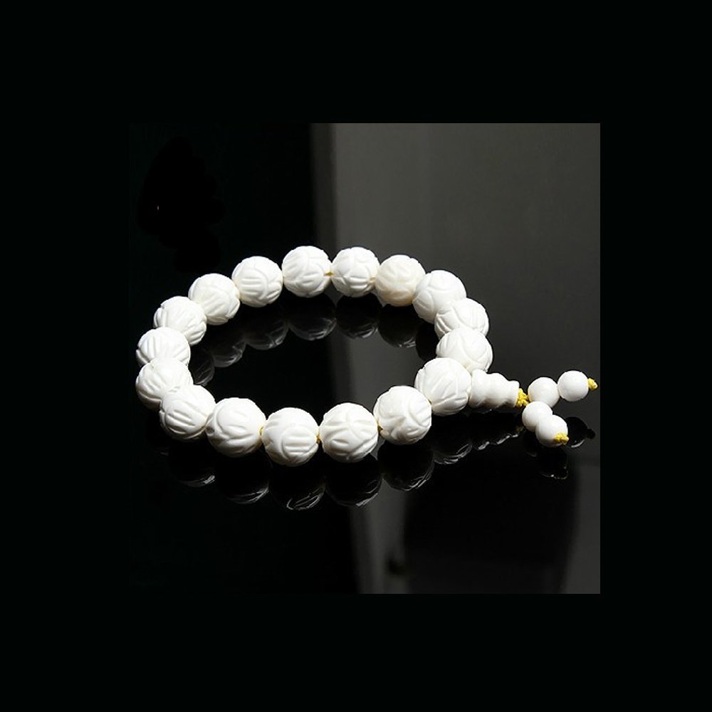10mm LUOS Tibetan Buddhist White Shell Lotus Flower Bracelet - J053