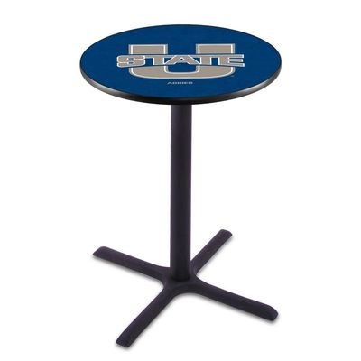 Holland Bar Stool Co. L211-42" Black Wrinkle Utah State Pub Table with 36" Dia. top