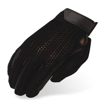 Heritage Crochet Riding Gloves, Size 6, Black