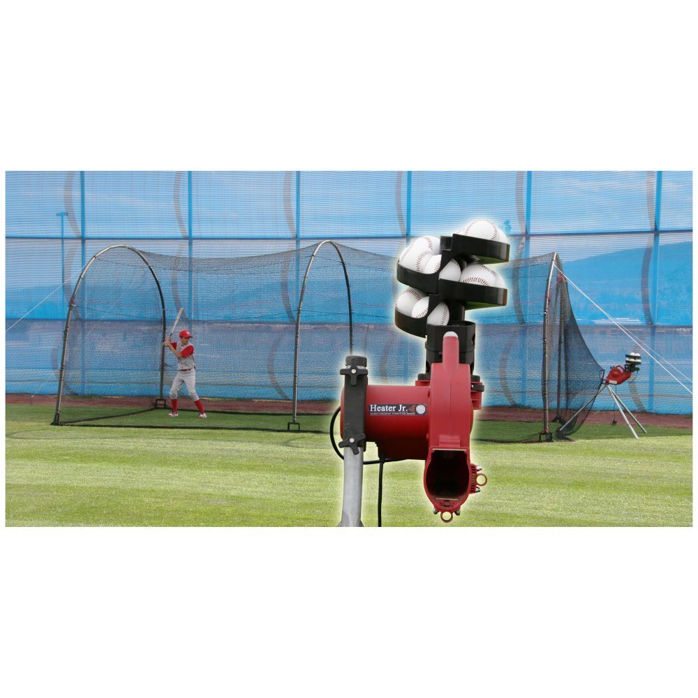 Junior Pitching Machine & 24ft Batting Cage by Heater Sports