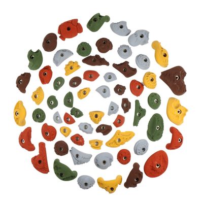 Atomik Rock Climbing Holds Set of 60 Variety Holds in Assorted Earth Tones