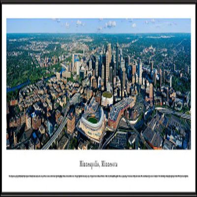 Minneapolis, Minnesota with Target Field - Blakeway Panoramas Skyline Posters with Standard Frame