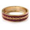 Avalaya Pink Ornamental Enamel Hinged Bangle Bracelet (Gold Tone) view 1