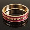 Avalaya Pink Ornamental Enamel Hinged Bangle Bracelet (Gold Tone) view 2