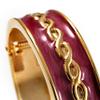Avalaya Pink Ornamental Enamel Hinged Bangle Bracelet (Gold Tone) view 4