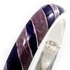 Avalaya Stripy Purple Enamel Hinged Bangle Bracelet (Silver Tone) view 2