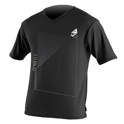 O'Neill Wetsuits Skins Short Sleeve V-Neck Rash Tee, Black, Medium