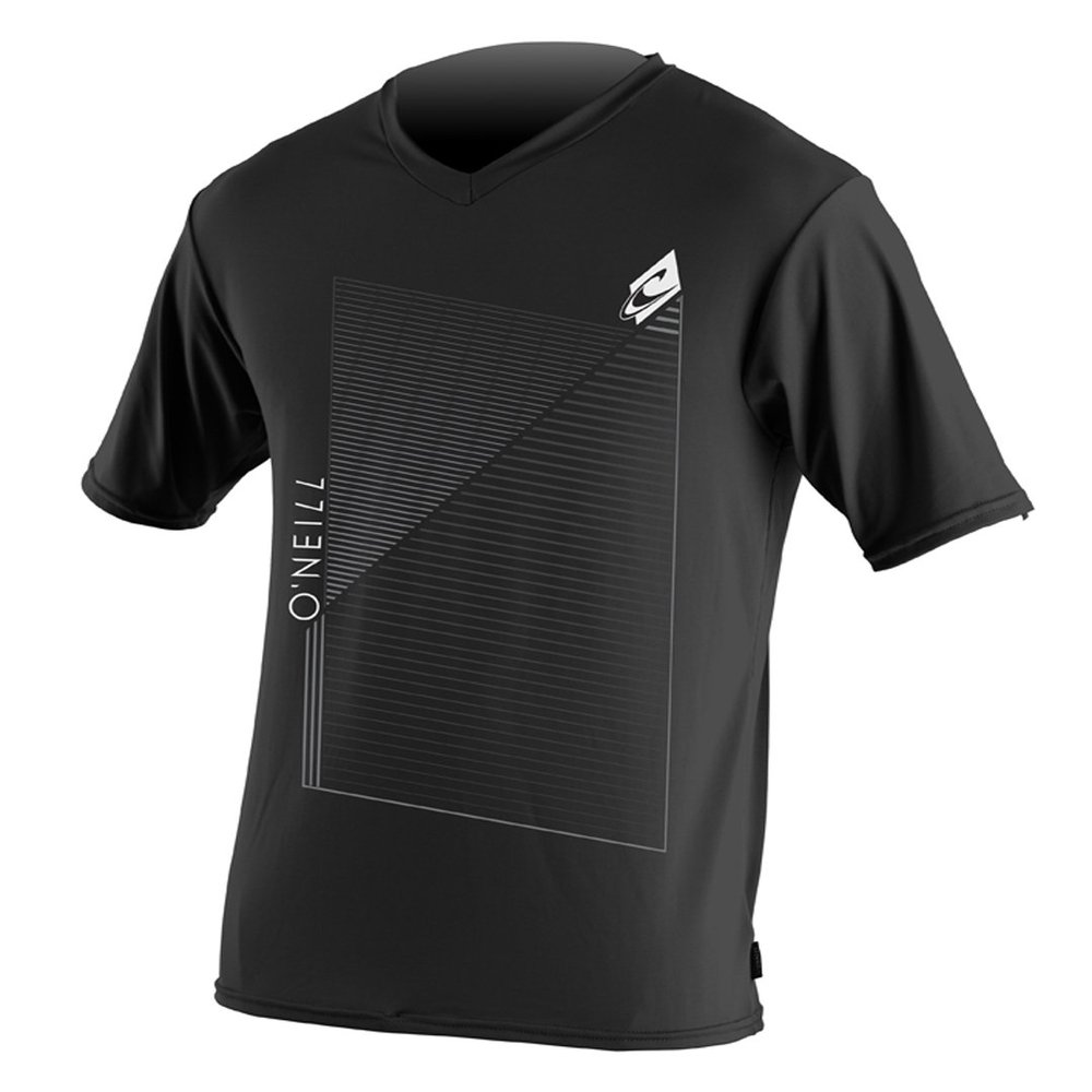 O'Neill Wetsuits Skins Short Sleeve V-Neck Rash Tee, Black, Medium