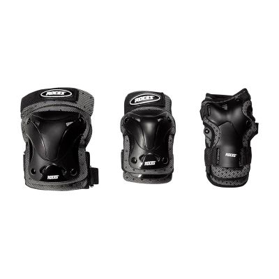 Roces Adult Unisex Ventilated 3-Pack Lightweight Breathable Skating Gear Knee Elbow Pads Wrist Guards Protectors w/Polypropylene Shell & Polyethylene Padding, Large
