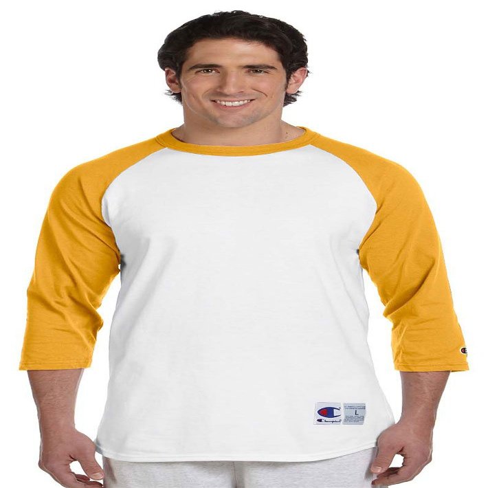 Champion Adult 5.2 oz. Raglan T-Shirt 3XL WHITE/ C GOLD