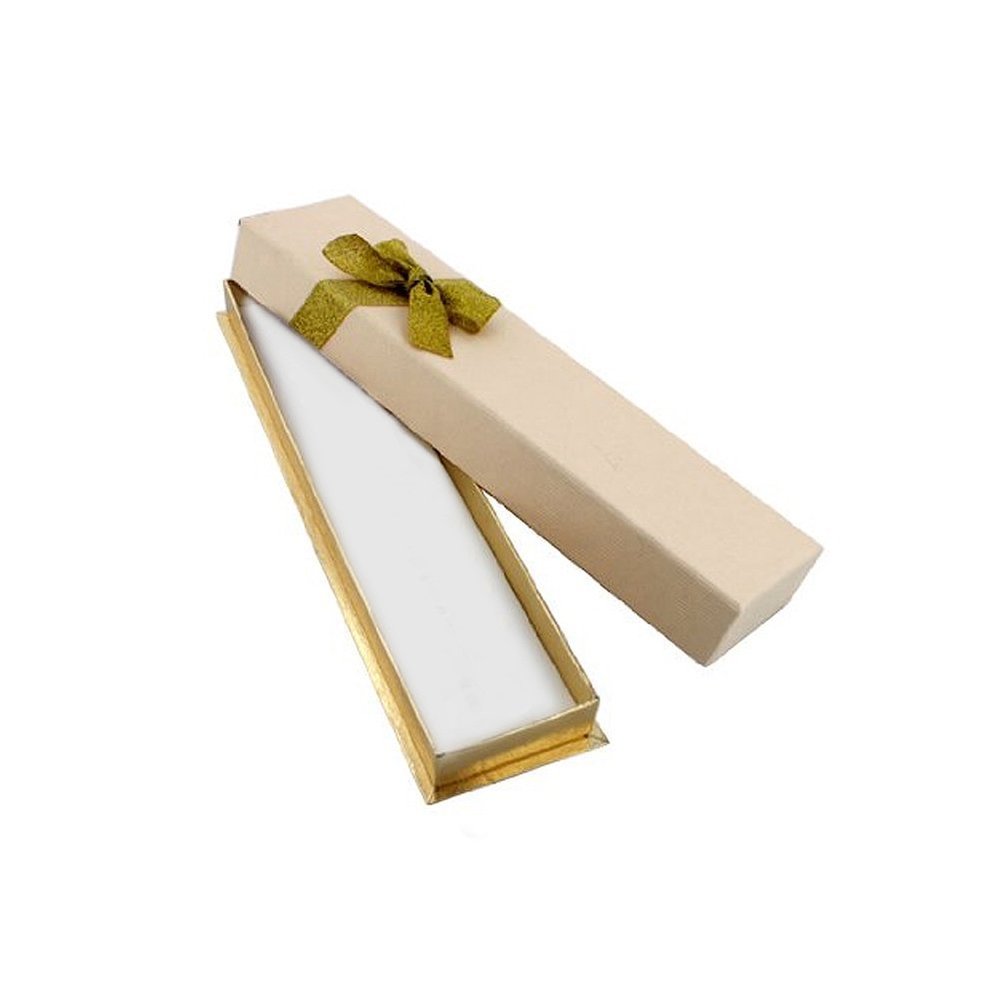 Beige Bracelet Box with Gold Bow