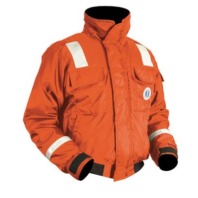 MUSTANG SURVIVAL - Classic Flotation Jacket with Solas Reflective Tape (Orange-Black-XXL) - USCG Approved, 62 sq in of Solas, Neoprene Wrist Seals, 4 Front Pockets