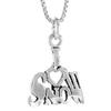 Sterling Silver I Love Snow 1 inch Wide Word Pendant Talking Charm for Women and Men view 1