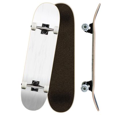 Yocaher Professional Complete 7.75" Skateboard w/7Ply Maple Deck, BlackWidow Premium Grip Tape, Aluminum Alloy Truck, ABEC-9 Bearing (Complete - 7.75 - White)