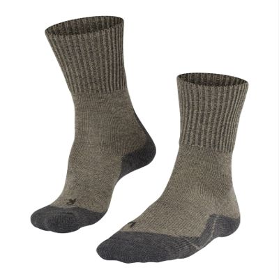 FALKE Men's TK1 Adventure Wool Hiking Socks, Merino Wool, Breathable Quick Dry, Mid Calf Length, Thick Padding, Beige (Kitt Mouline 4310), 12.5-13.5, 1 Pair