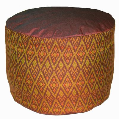 Meditation Cushion - High Seat Combination Fill Zafu - Ikat Brown Gold