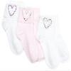 Jefferies Socks Girls 2-6x Shiny Hearts Seamless Organic Applique Three Pair Pack, Assorted A, 4-6 1/2 view 1