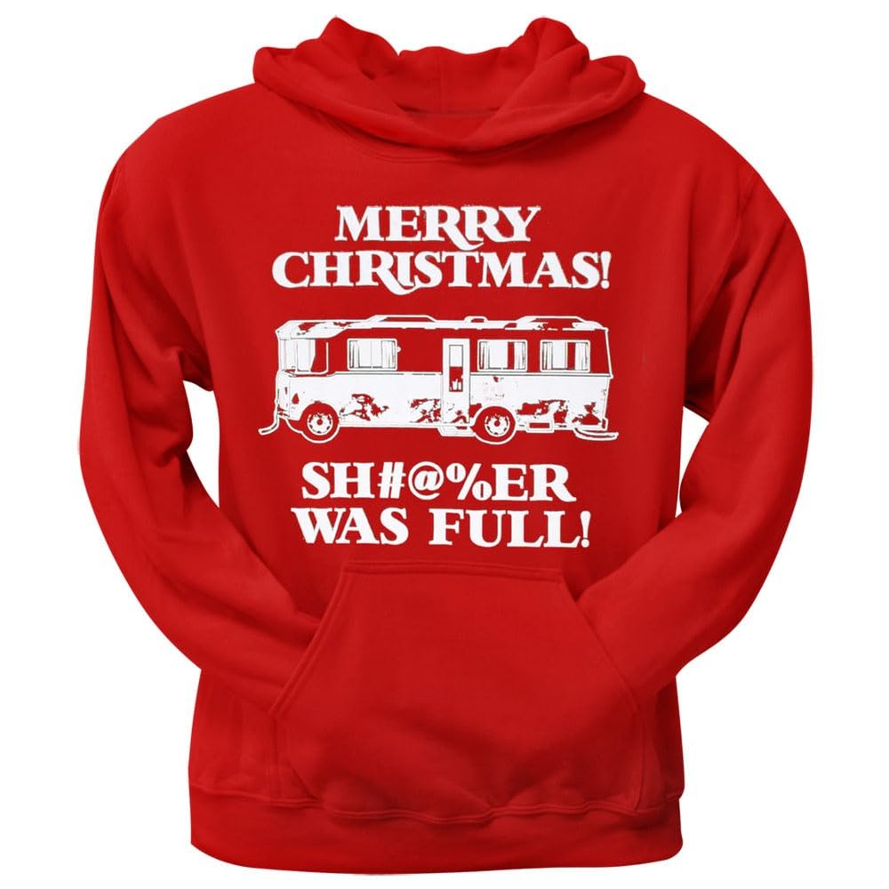 TV Store Christmas Vacation Merry Christmas Shitter Was Full Griswolds Red HOODIE Sweatshirt (Large)