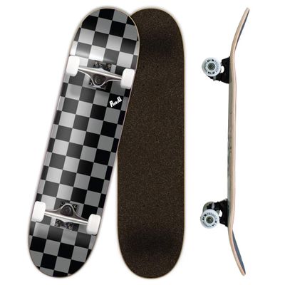 Yocaher Professional Complete 7.75" Skateboard w/7Ply Maple Deck, BlackWidow Premium Grip Tape, Aluminum Alloy Truck, ABEC-9 Bearing (Complete - 7.75 - Checker Silver)