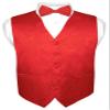 Vesuvio Napoli Men's Paisley Design Dress Vest & Bow Tie RED Color BOWTie Set sz 3XL view 1