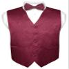 Vesuvio Napoli Men's Paisley Design Dress Vest & Bow Tie BURGUNDY Color BOWTie Set size 4XL view 1