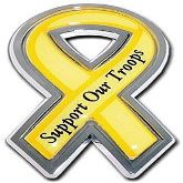 Americas & Americas Support Our Troops Chrome Automobile Emblem