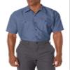 Red Kap Mens Industrial Shirt, Regular Fit, Short Sleeve, Postman Blue, Large US view 2