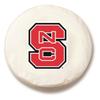 North Carolina State University Tire Cover - Size J - (27"x8") on White Vinyl view 1
