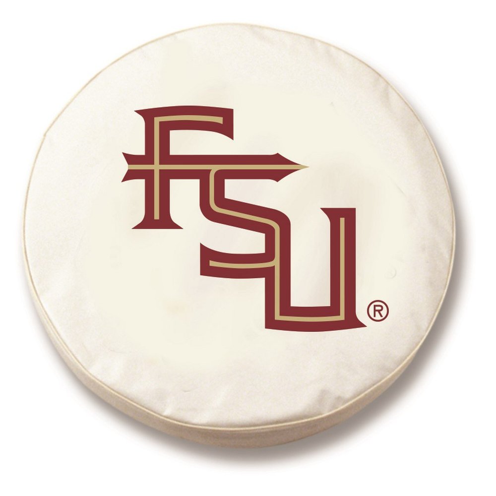 Florida State (Script) Tire Cover - Size A (34"x8") on White Vinyl