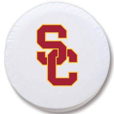 University of Southern California Tire Cover - Size F - (29"x8") on White Vinyl