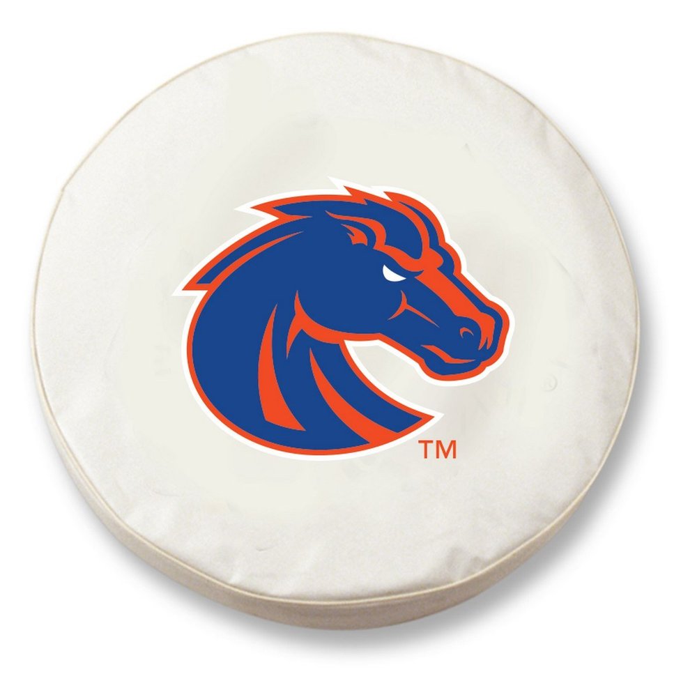 Boise State University Tire Cover - Size H1 - (37"x12.5") on White Vinyl
