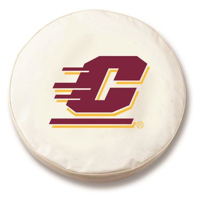 Central Michigan University Tire Cover - Size A (34"x8") on White Vinyl