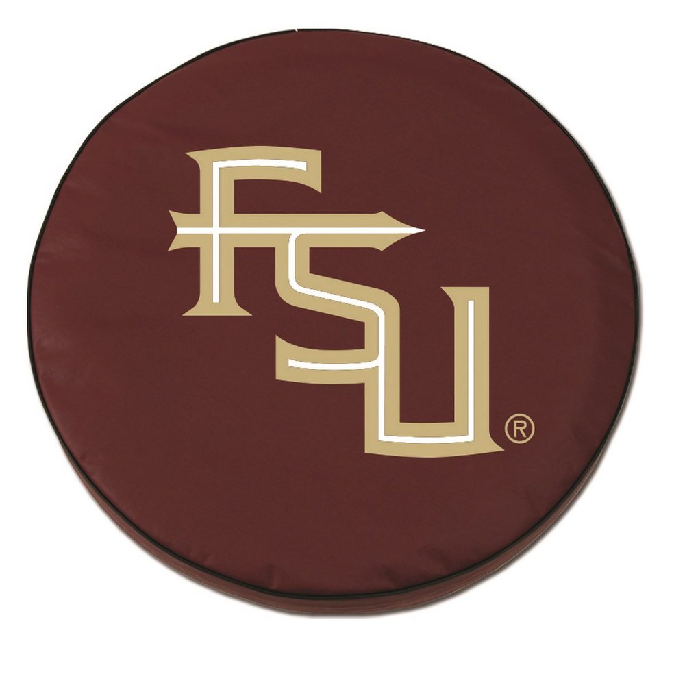 Florida State (Script) Tire Cover - Size A - (34"x8") on Burgundy Vinyl