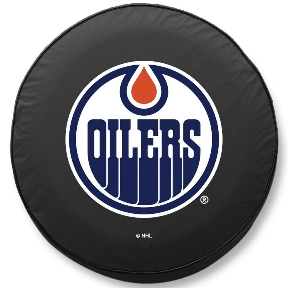 Edmonton Oilers Tire Cover - Size H2 - (35"x12.5") on Black Vinyl