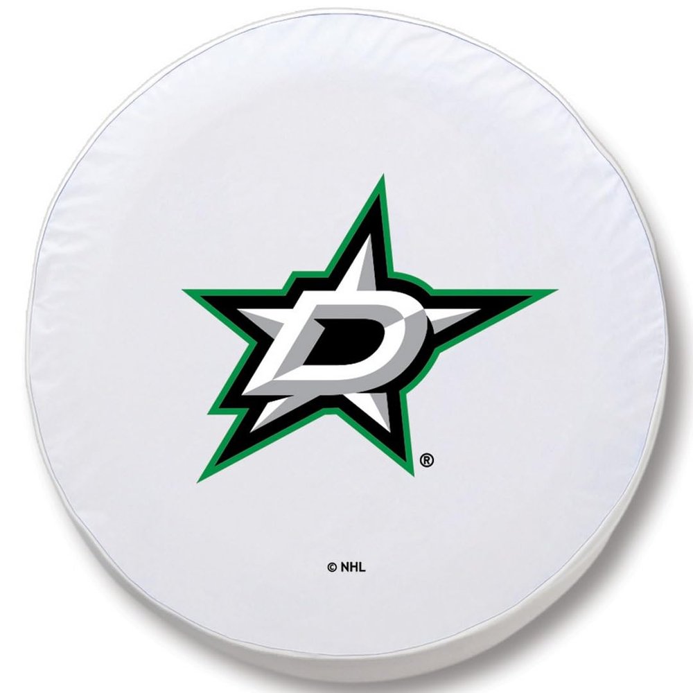 Dallas Stars Tire Cover - Size H2 - (35"x12.5") on White Vinyl