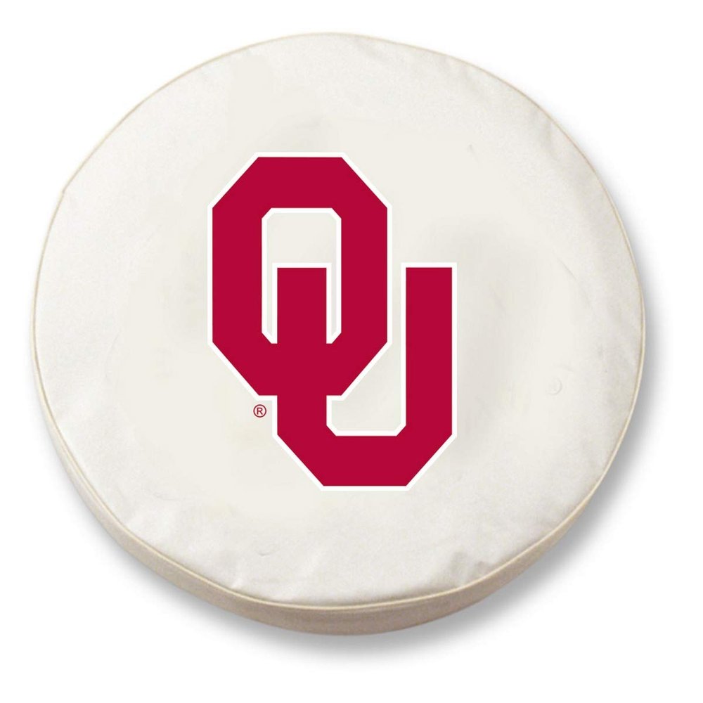 Oklahoma University Tire Cover - Size C (31.25"x12") on White Vinyl
