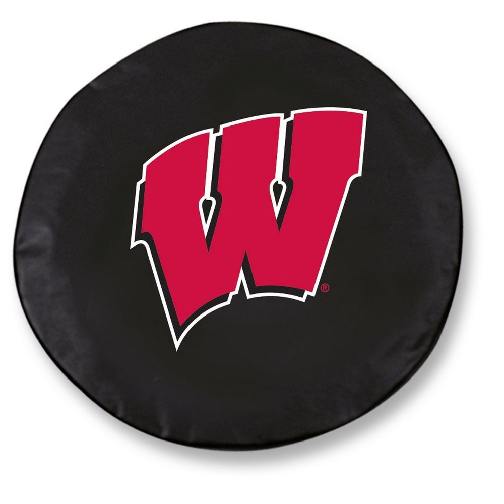 University of Wisconsin (W) Tire Cover - Size Small - (28.5"x8") on Black Vinyl