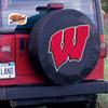 University of Wisconsin (W) Tire Cover - Size Small - (28.5"x8") on Black Vinyl view 2