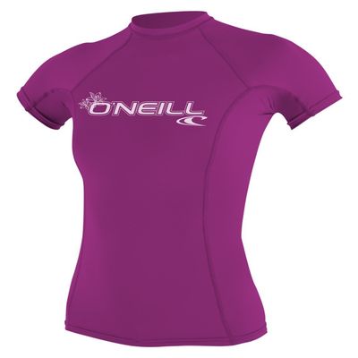 O'Neill Women's Basic Skins UPF 50+ Short Sleeve Rash Guard, Fox Pink, S