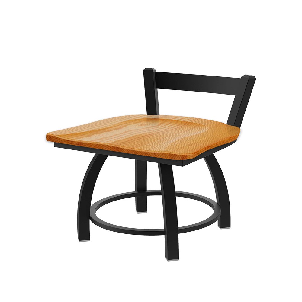 HBS 821 Catalina 18" Low Back Swivel Vanity Stool with Black Wrinkle Finish and Medium Oak Seat