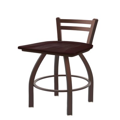 411 Jackie 30" Low Back Swivel Bar Stool with Bronze Finish and Dark Cherry Maple Seat