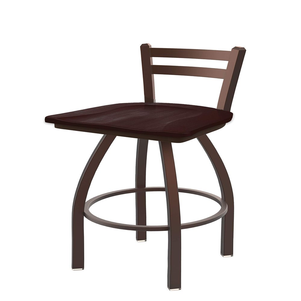 411 Jackie 30" Low Back Swivel Bar Stool with Bronze Finish and Dark Cherry Maple Seat